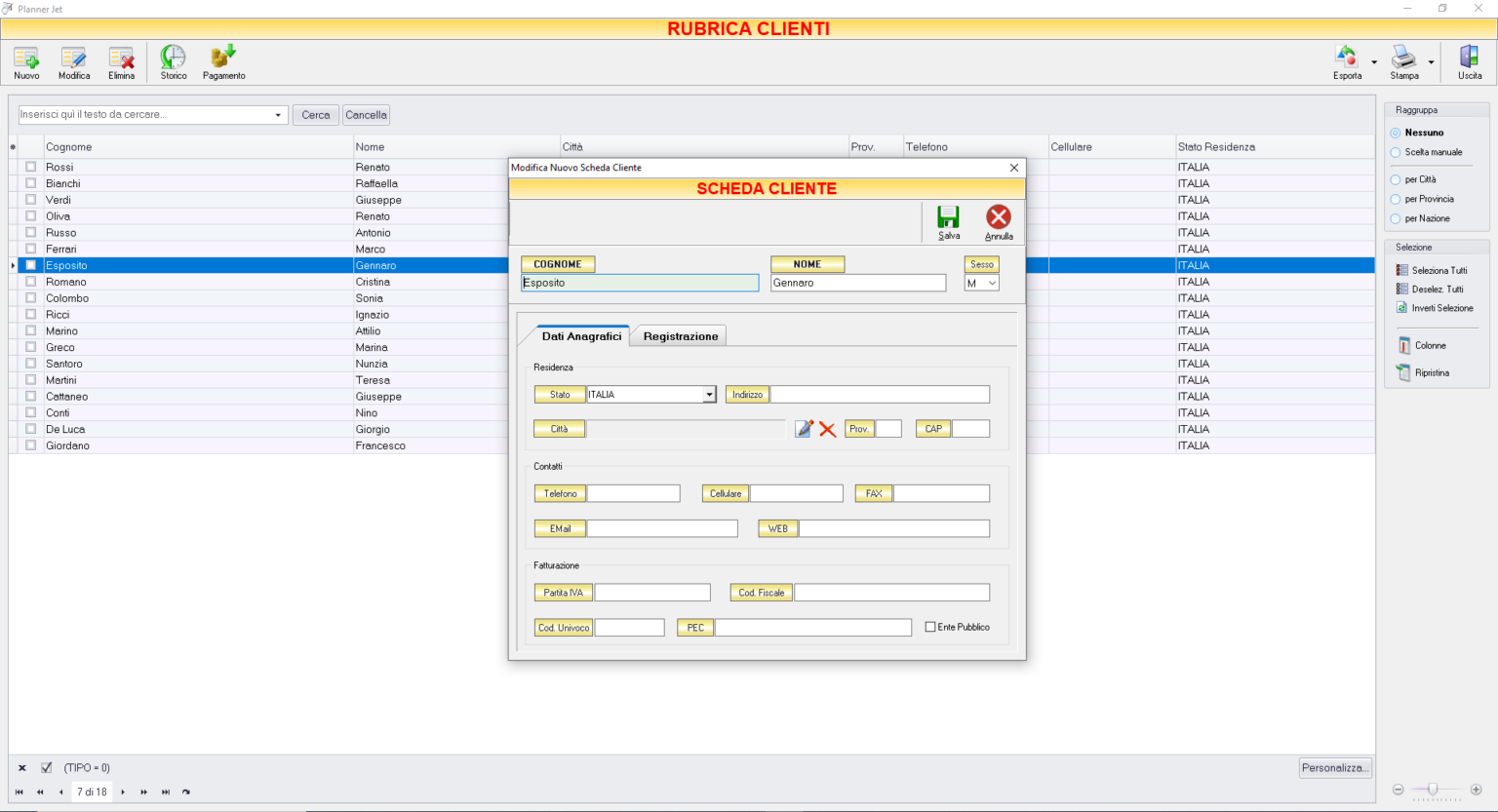 RUBRICA CLIENTI